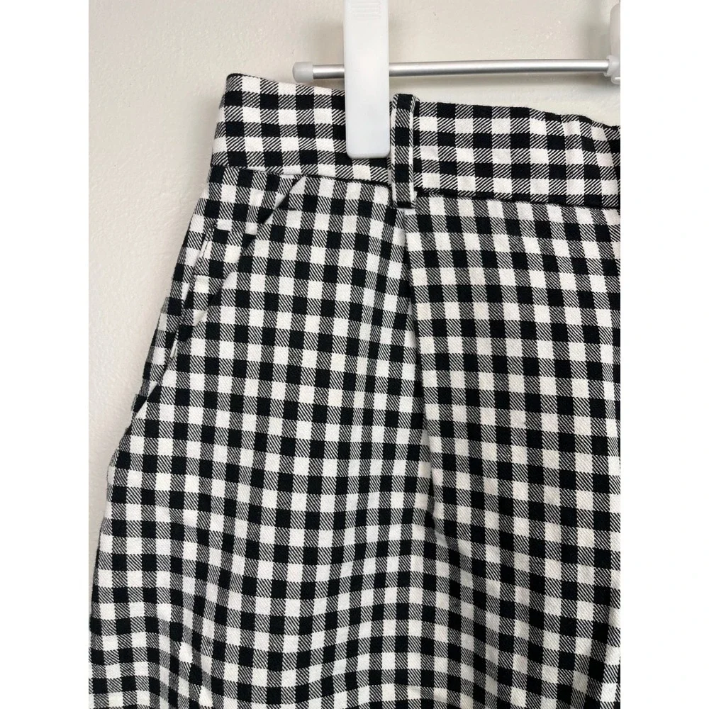 Zara Black White Gingham High Waisted Pleated Tapered Pants Size M - Picture 3 of 9